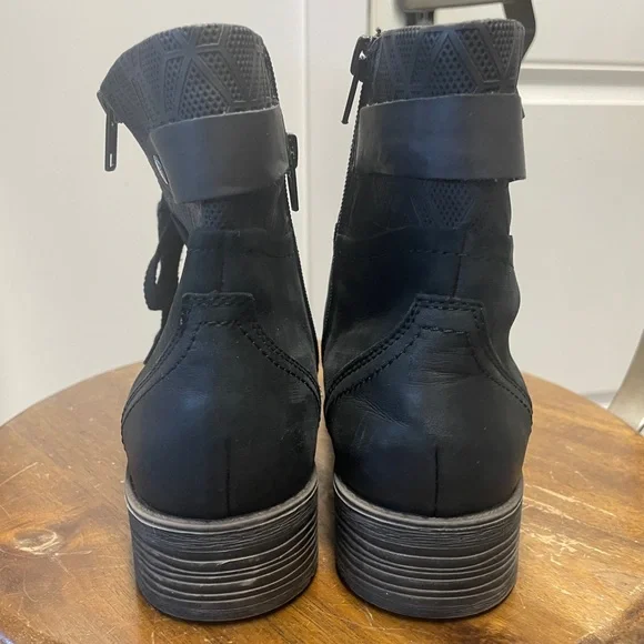 Rockport Cobb Hill Leather Black Women's Moto Lace-Up Boots - Picture 3 of 4